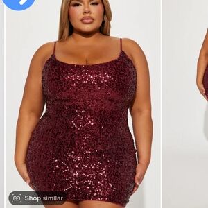 Twilight Sequin Mini Dress - Burgundy